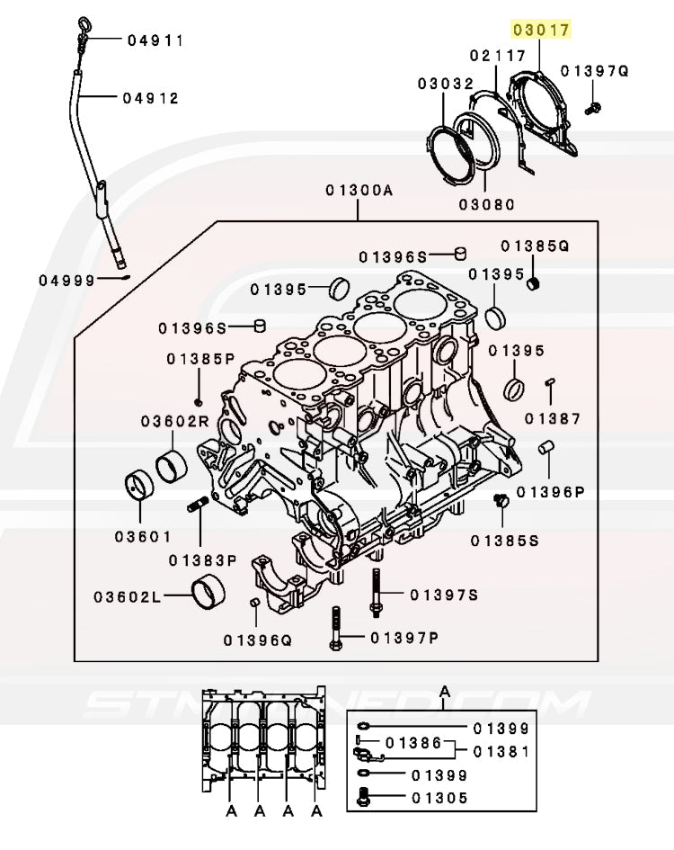 Mitsubishi OEM Rear Main Seal Housing for 6-Bolt DSM (MD040330)
