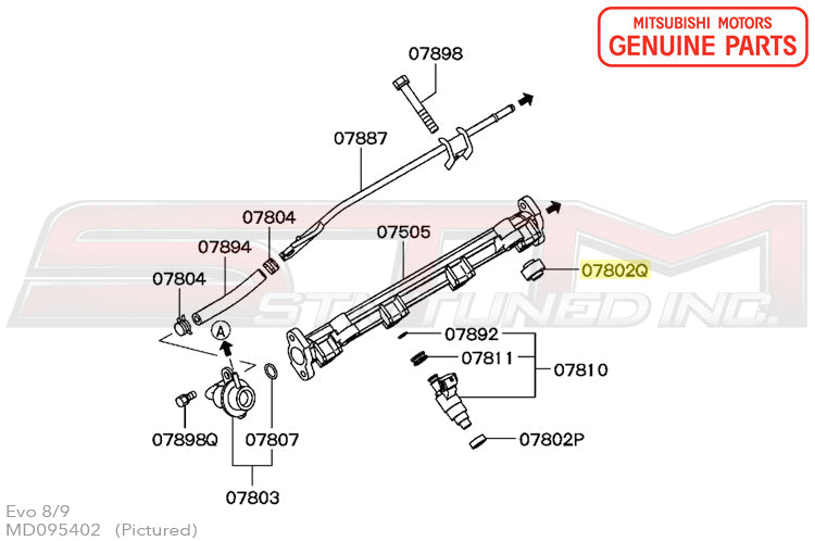 Mitsubishi OEM Fuel Rail Spacer for Evo I-X/DSM/3S (MD095402)