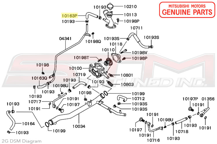 Mitsubishi Throttle Body Water Feed Hose - 2G DSM