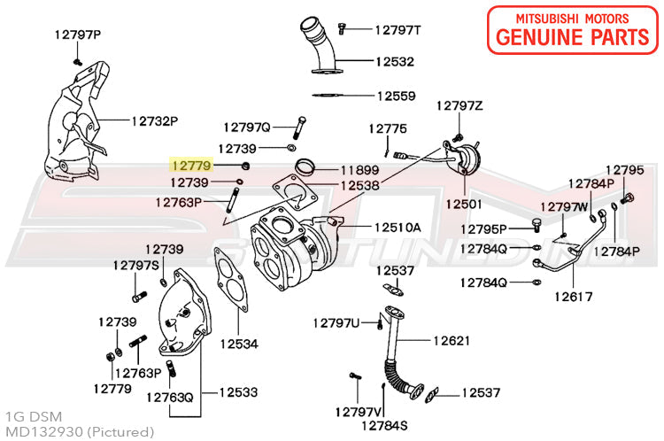 Mitsubishi OEM Manifold to Turbo Nut for Evo I-X/DSM/3S (MD132930)