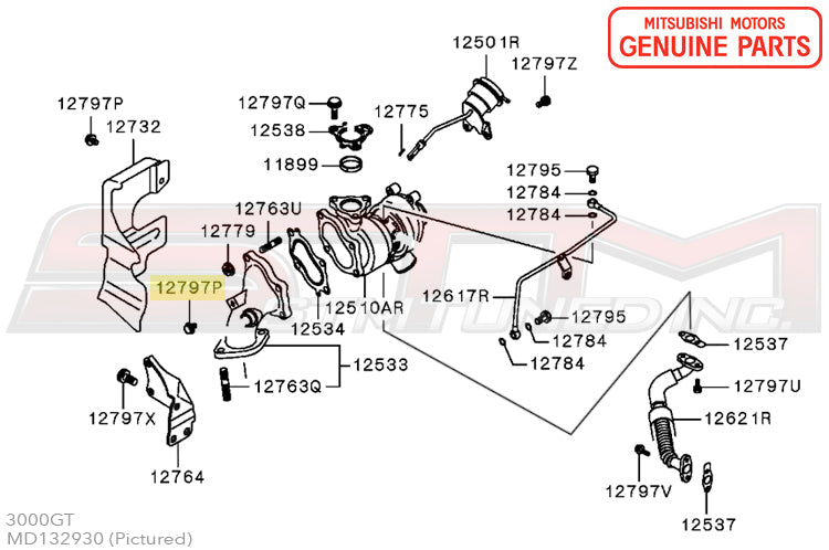 Mitsubishi OEM Manifold to Turbo Nut for Evo I-X/DSM/3S (MD132930)
