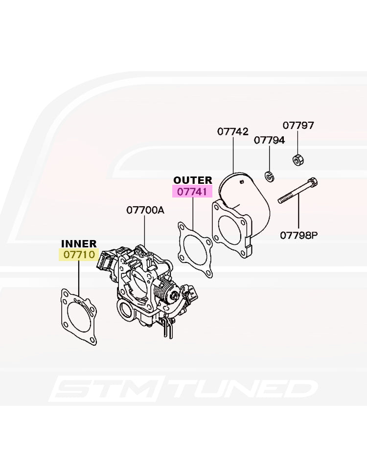 Mitsubishi OEM Throttle Body Gasket Inner for 2G DSM (MD184046)