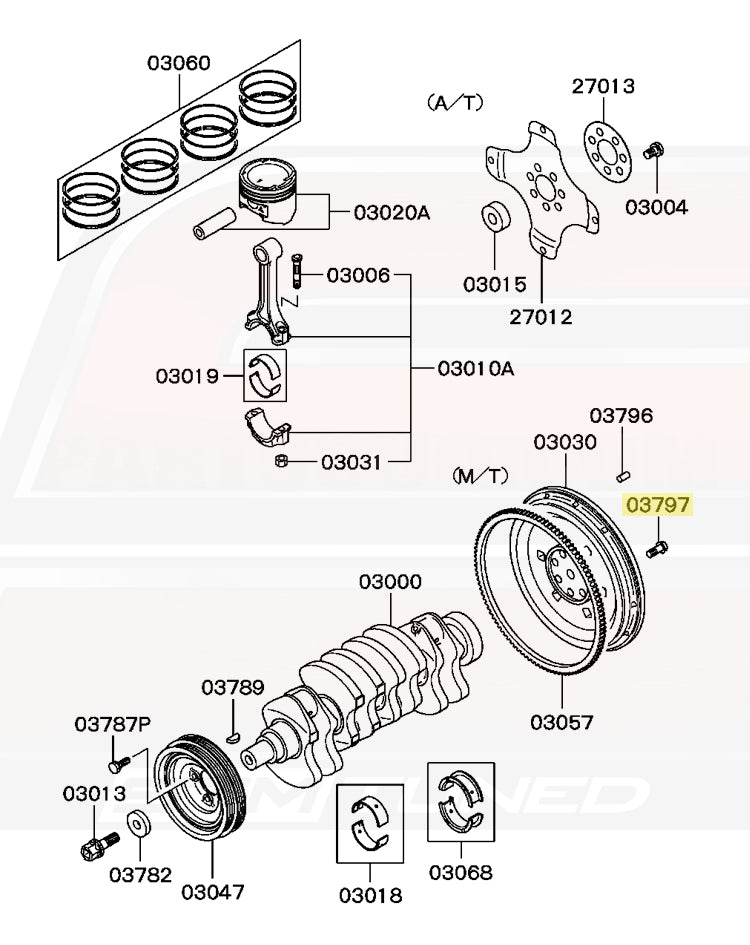 Mitsubishi OEM Flywheel Bolt for 7-Bolt DSM / Evo 1-3 (MD302074)