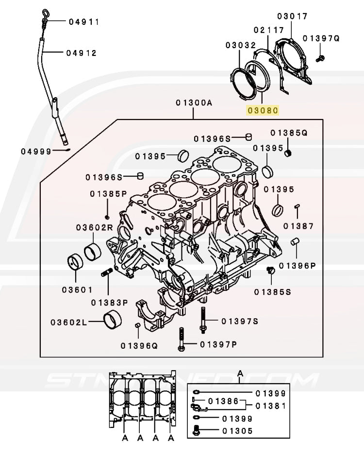 Mitsubishi OEM Rear Main Seal for 6-Bolt DSM (MD343564)