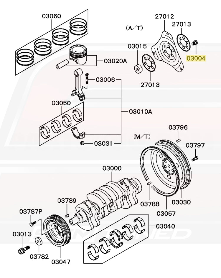 Mitsubishi OEM Automatic Flex Plate Bolt for 6-Bolt DSM (MD952233)
