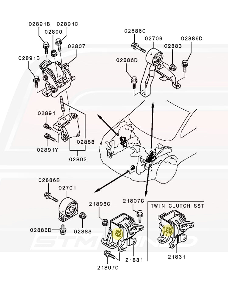 Mitsubishi OEM Transmission Mount Bolt for Evo 7/8/9/X (MF104928)
