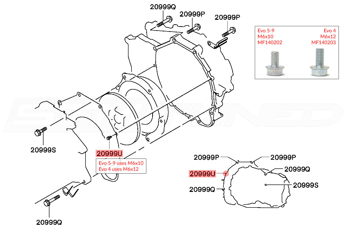 Mitsubishi OEM M6x12 Trans / Engine Bolt for Evo 4/5/6/7/8/9/X (MF140203)