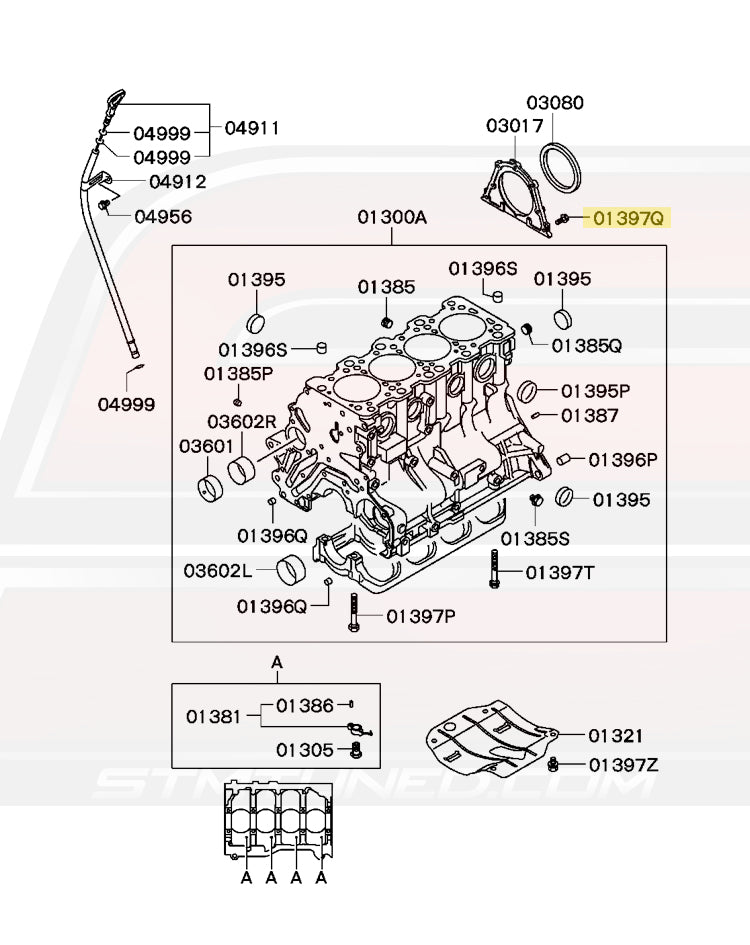 Mitsubishi OEM Rear Main Seal Housing Bolt for 4G63 7-Bolt DSM/Evo (MF140204)