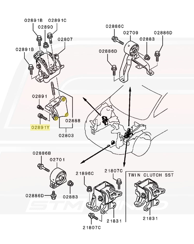 Mitsubishi OEM Engine Mount Bracket Bolt for Evo X SST (MF241289)