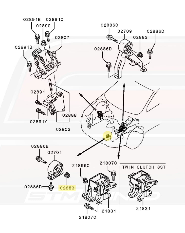 Mitsubishi OEM Front Motor Mount Nut for Evo 4-X (MF434105)