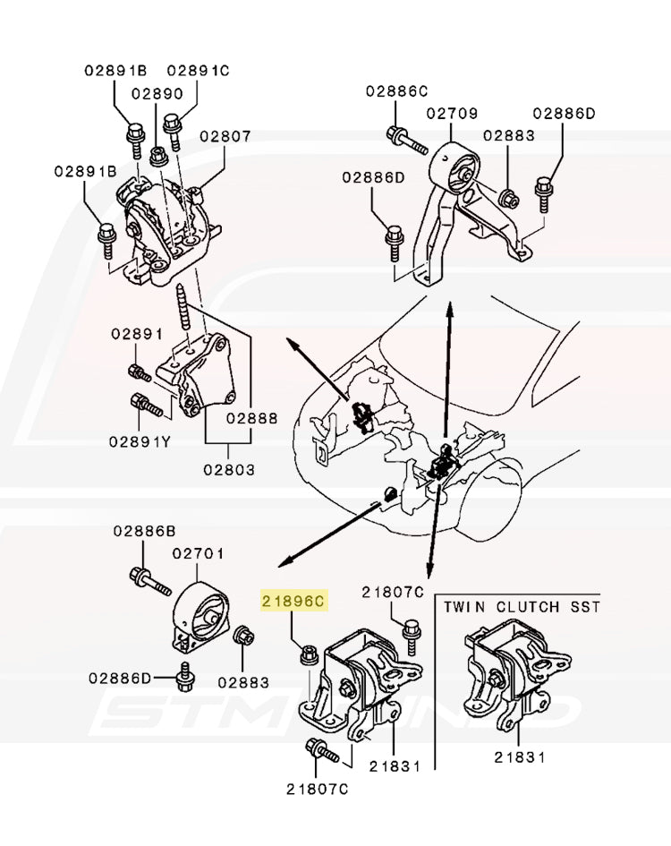 Mitsubishi OEM Transmission Mount Nut for Evo 7/8/9/X (MF434106)