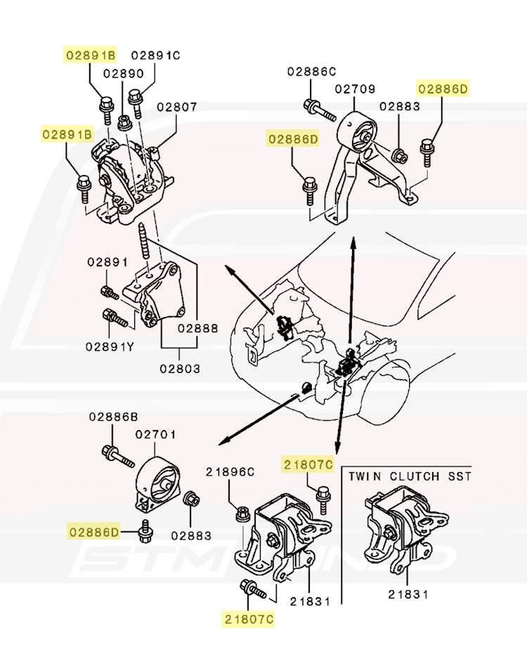Mitsubishi OEM Motor Mount Bolt M10x25 for Evo X GSR (MF911641)