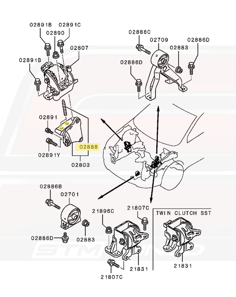 Mitsubishi OEM Engine Mount Stud for Evo X (MN158328)