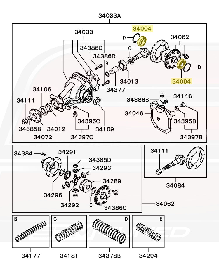 Mitsubishi OEM Rear Diff Case Bearing for Evo 8/9 DSM (MN168441)