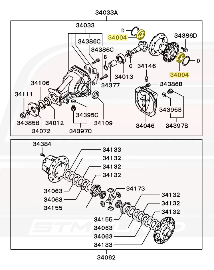 Mitsubishi OEM Rear Diff Case Bearing for Evo 8/9 DSM (MN168441)