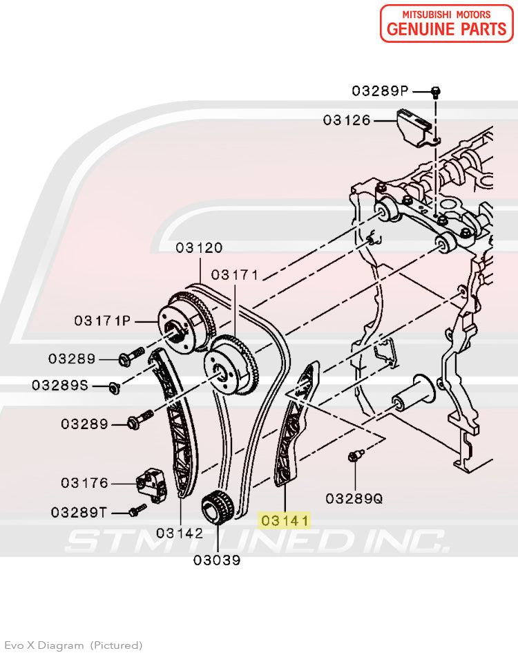 Mitsubishi Timing Chain Guide (Loose Side) for Evo X (MN183892)