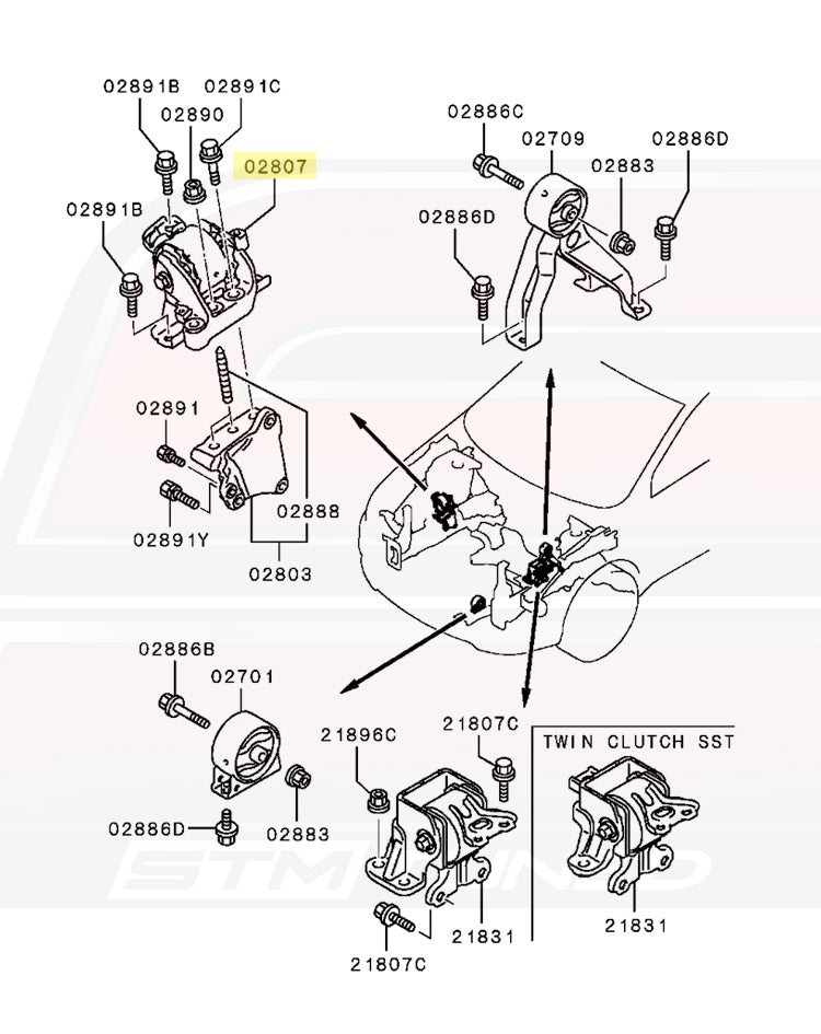 Mitsubishi OEM Engine Mount for Evo X GSR (MN184341)