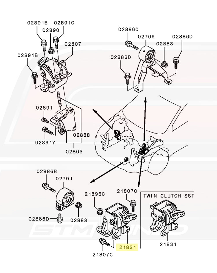 Mitsubishi OEM Transmission Mount for Evo X GSR (MN184343)