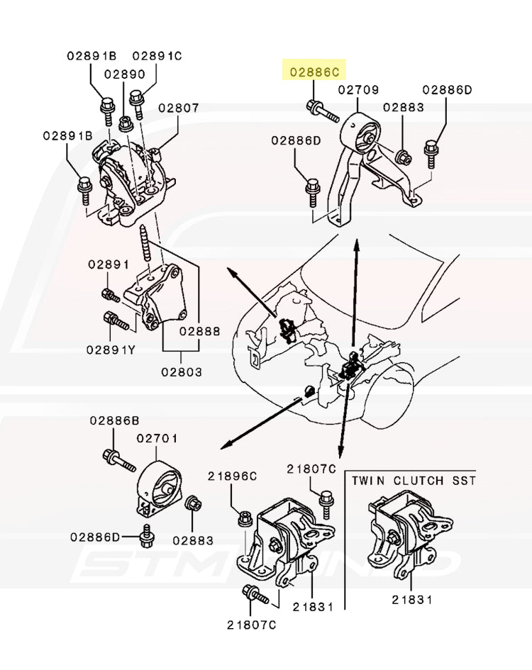 Mitsubishi OEM Rear Motor Mount Bolt Evo 7/8/9/X (MR235604)