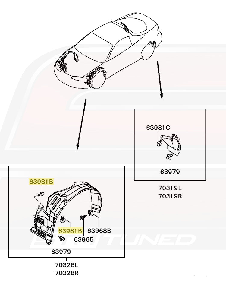 Mitsubishi OEM Front Fender Liner Bolt for 2G DSM (MS100238)