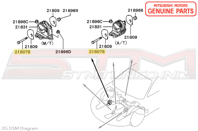 Mitsubishi RH Transmission Side Motor Mount Center Bolt - 2G DSM