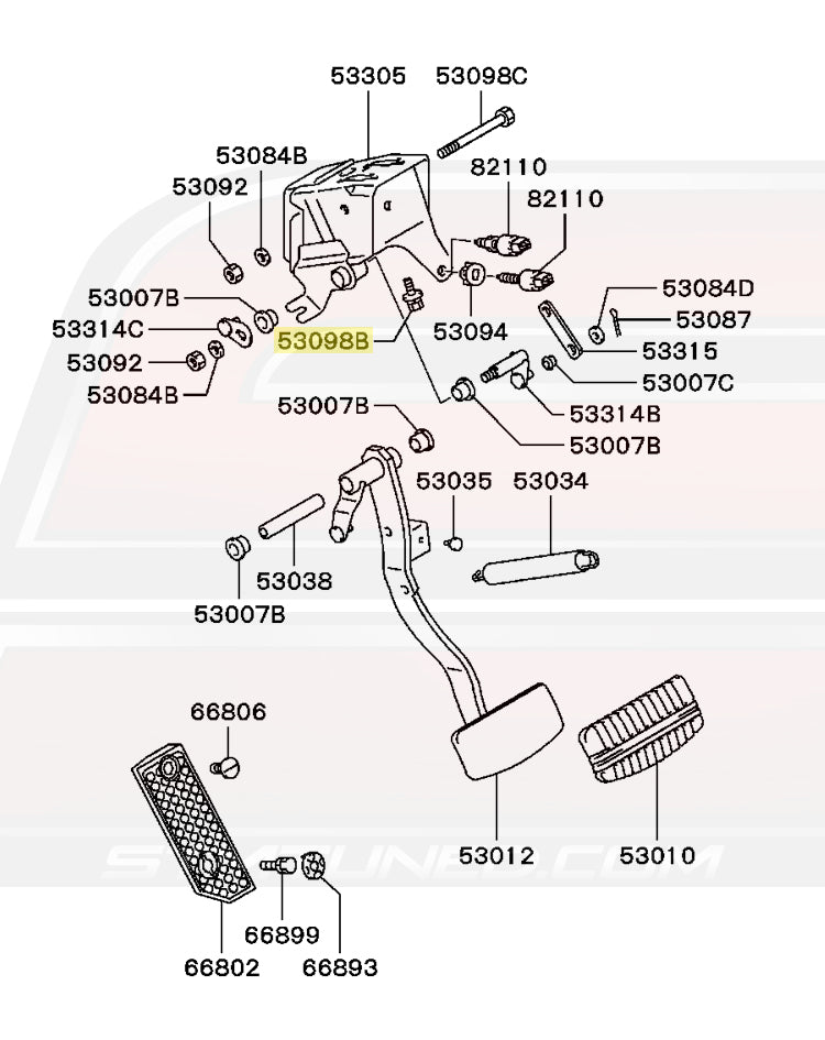 Mitsubishi OEM Clutch & Brake Pedal Mounting Bracket Bolt for 2G DSM (MS240125)