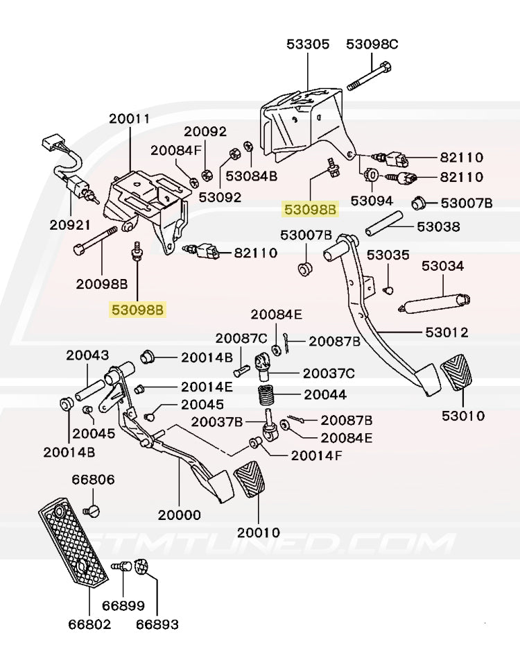 Mitsubishi OEM Clutch & Brake Pedal Mounting Bracket Bolt for 2G DSM (MS240125)