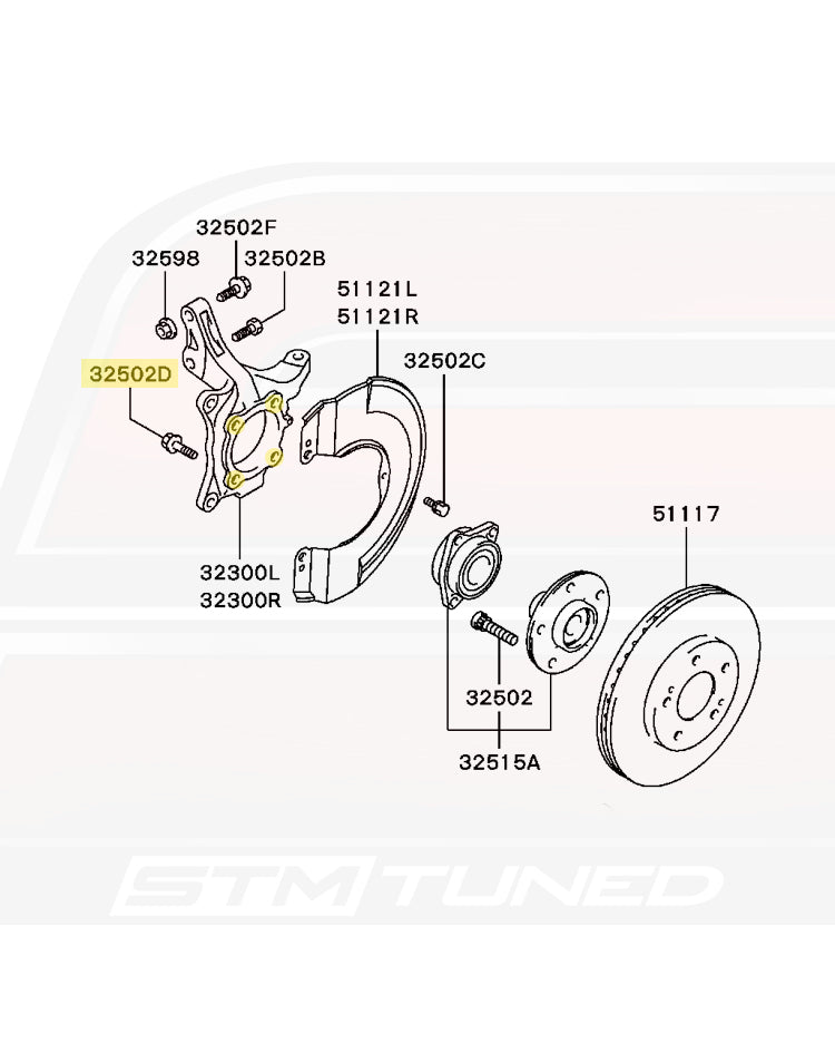 Mitsubishi OEM Evo Front Wheel Hub / Engine Mount Bolt (MU140060)