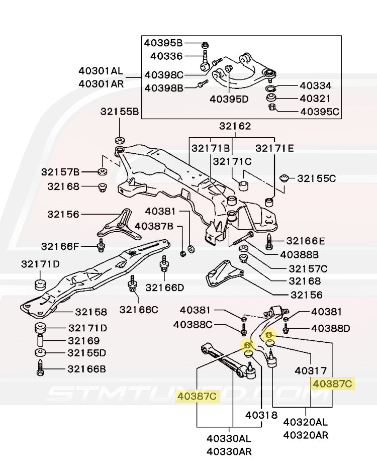 Mitsubishi OEM Rear Suspension Arm Nut for Evo/2G DSM/3S (MU432101)