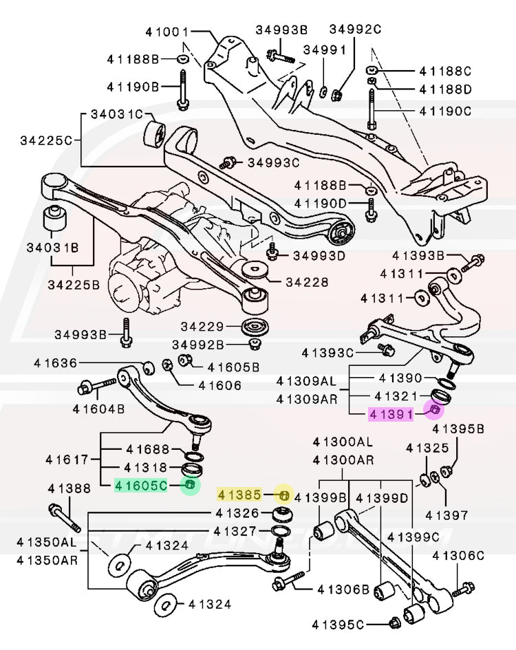 Mitsubishi OEM Rear Suspension Arm Nut for Evo/2G DSM/3S (MU432101)