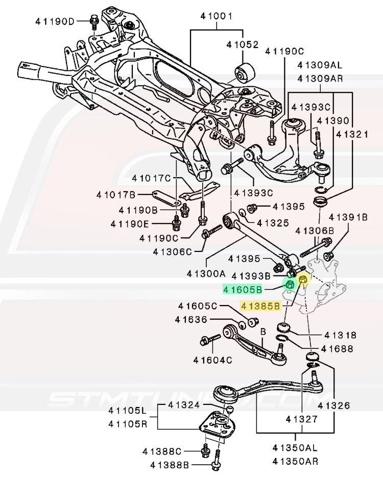 Mitsubishi OEM Rear Suspension Arm Nut for Evo/2G DSM/3S (MU432101)