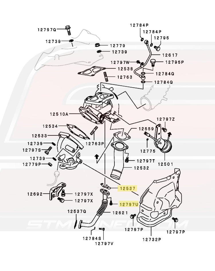 Mitsubishi OEM Oil Return Line to Turbo Bolt & Gasket Kit for 1G DSM/Evo 4-9