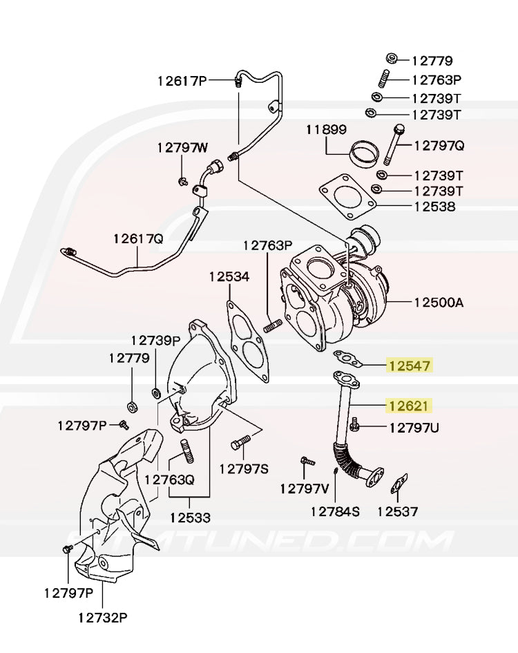 Mitsubishi OEM Oil Return Line to Turbo Bolt & Gasket Kit for 2G DSM