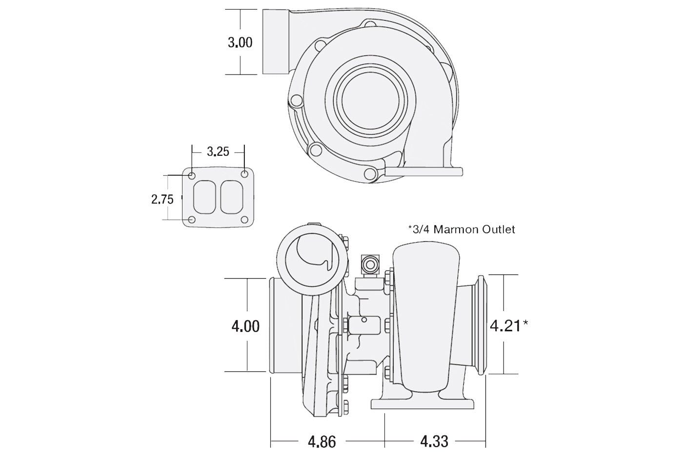BorgWarner Turbocharger SX S300SX3 T4 A/R .88 60mm Inducer (177280)