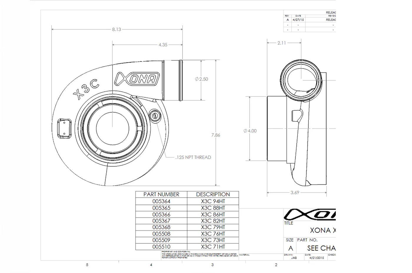 Xona X2B Standard Rotation Turbo 550-950HP (XRC6864S)