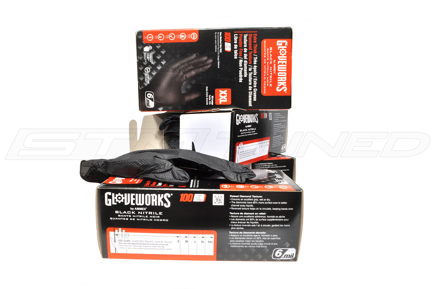 Gloveworks Black Nitrile Diamond Textured Shop Gloves (Box of 100)