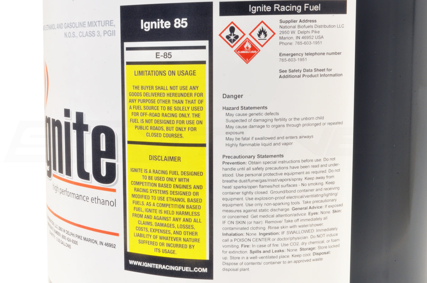 Ignite Orange E85 Racing Fuel 5 Gallon Pail *Local Pick Up Only*