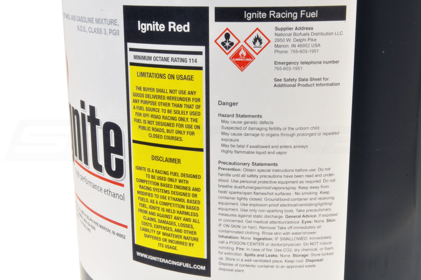 Ignite Red 114 E90 Racing Fuel 5 Gallon Pail  *Local Pick Up Only*