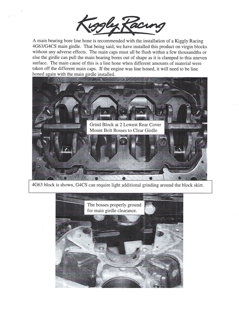 Kiggly Main Girdle for 6-Bolt 4G63 DSM (MG)