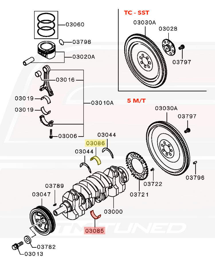 Mitsubishi OEM Crankshaft Main Bearing for Evo X
