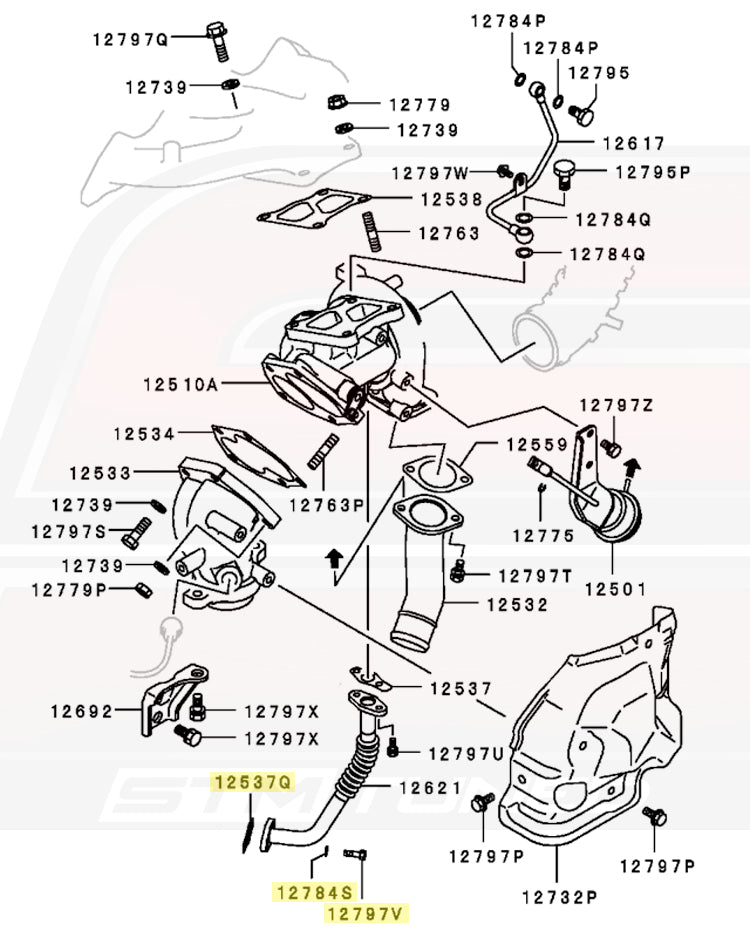 Mitsubishi OEM Oil Return Line to Oil Pan Bolt & Gasket Kit for 4G63 DSM/Evo