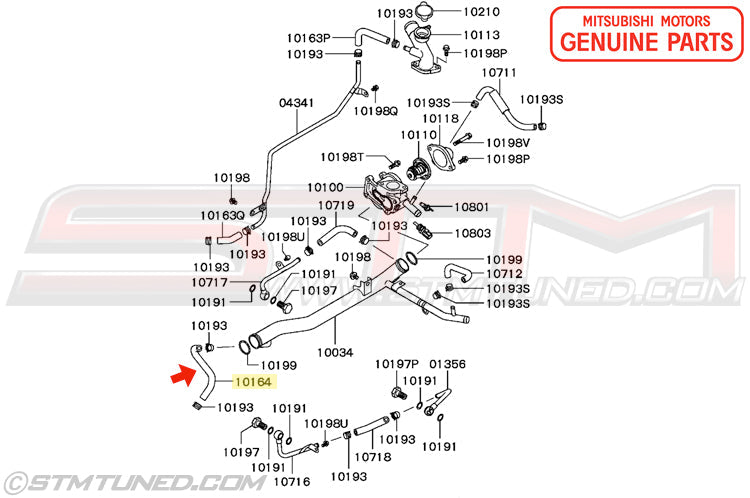 Mitsubishi Engine Oil Cooler Water Return Hose