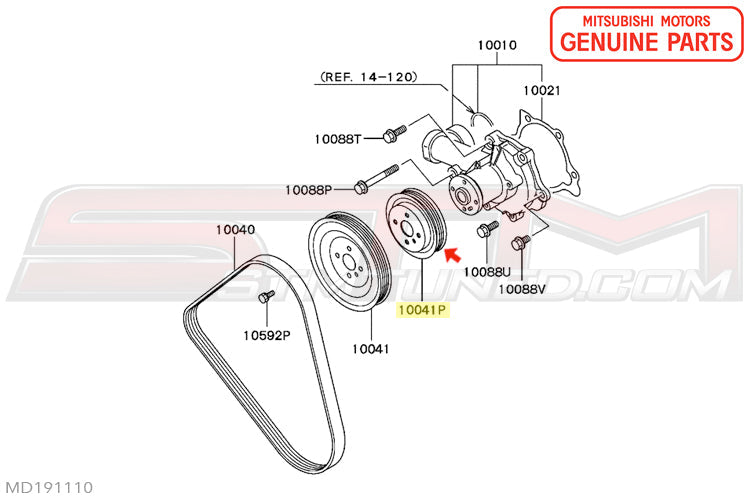 Mitsubishi Water Pump Pulley - 2G DSM