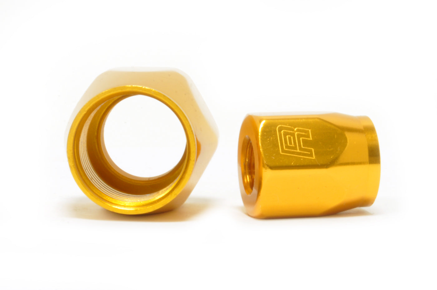 Russell Full Flow Hose End Orange/Gold Sockets (Pair of 2)