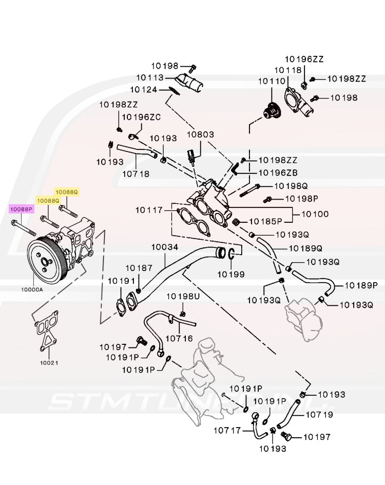 Mitsubishi OEM Water Pump Bolt Kit for 2008-2011 Evo X