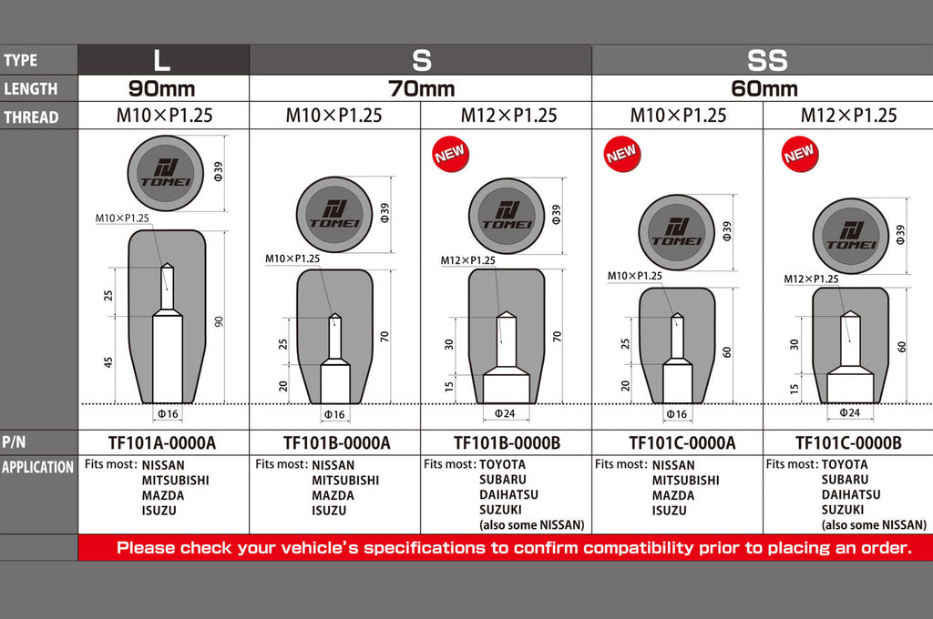 Tomei Duracon Shift Knob Type-L/Type-S/Type-SS
