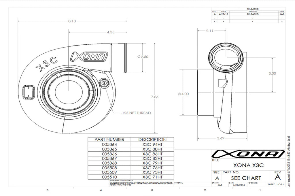 Xona X2B Standard Rotation Turbo 300-680HP (XRC5557S)