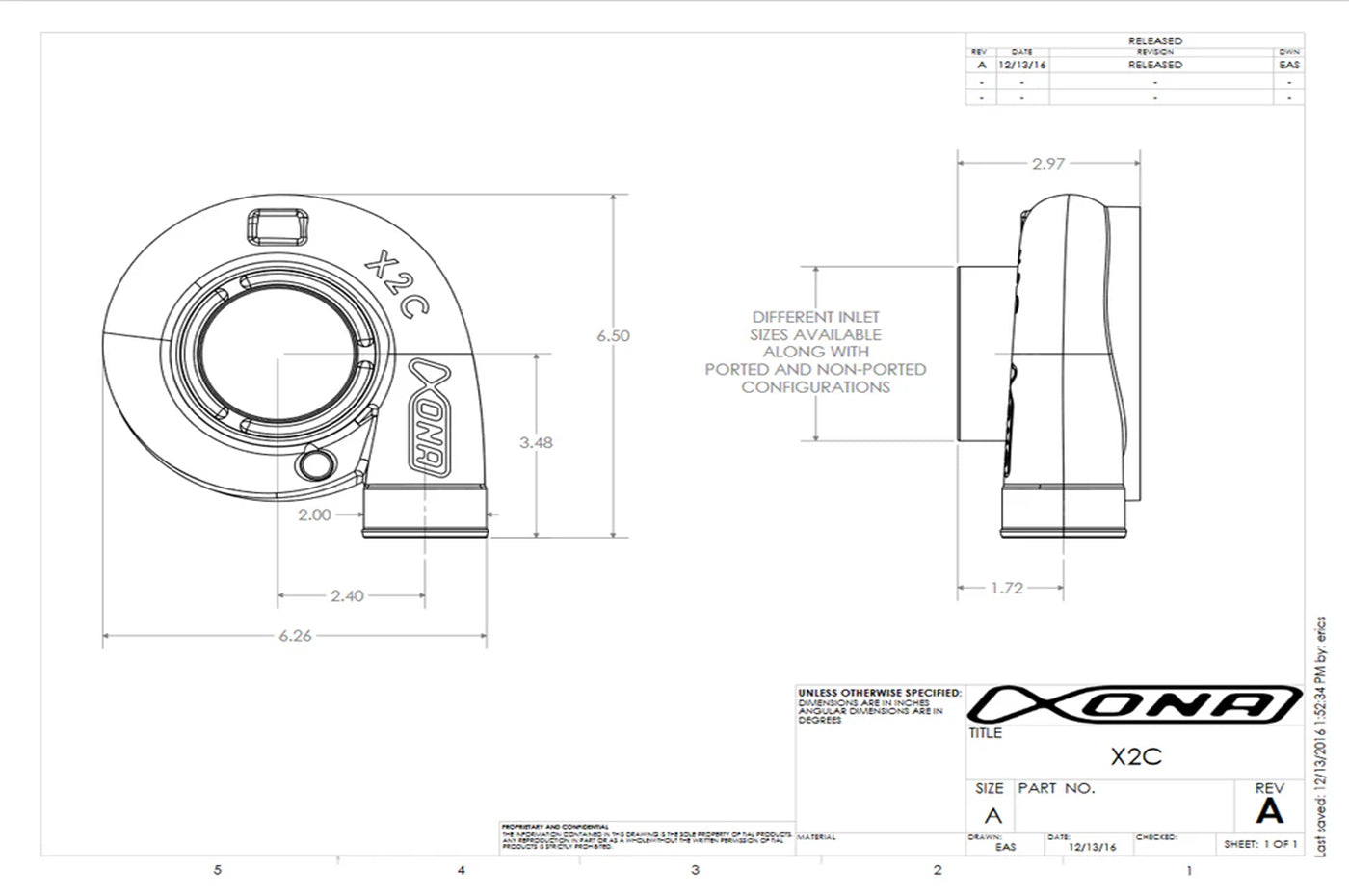 Xona X2B Standard Rotation Turbo 300-680HP (XRC5557S)
