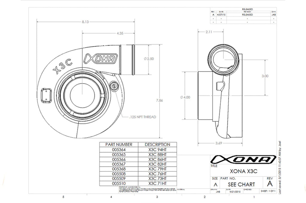 Xona X2B Standard Rotation Turbo 450-740HP (XRC5764S)