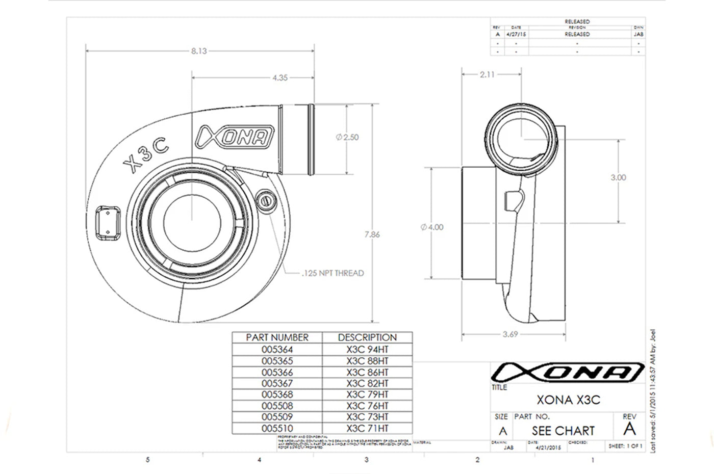 Xona X2B Standard Rotation Turbo 450-740HP (XRC5764S)